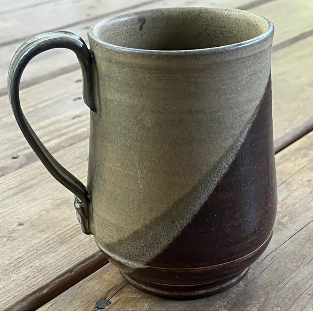 Artisan Made Oversized Pottery Coffee Mug Brown Signed Coworker Friend Gift